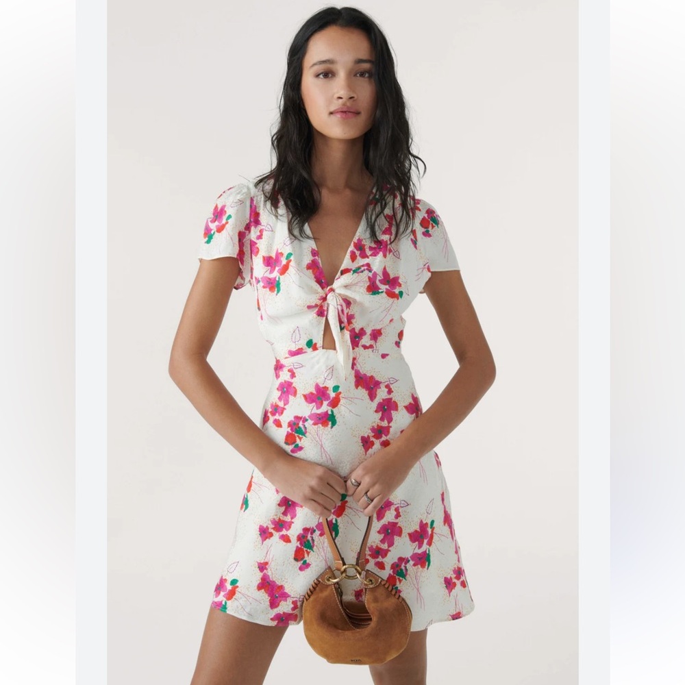 ba&sh Pink Puff Sleeve Mini Sundress